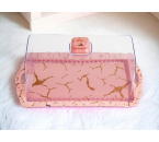 PM176 Pink Piring Kue Persegi Dengan Motif Marmer (Marble)